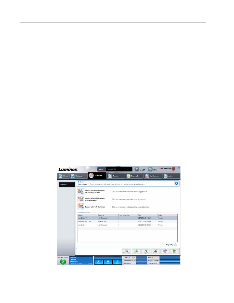 Batches, Batches tab | Luminex xPONENT 3.1 User Manual | Page 28 / 140