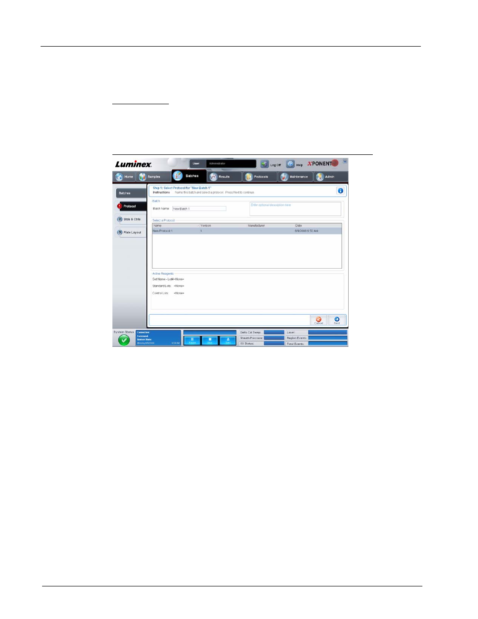 Create a new batch from an existing protocol, Protocol tab | Luminex xPONENT 3.1 User Manual | Page 30 / 140