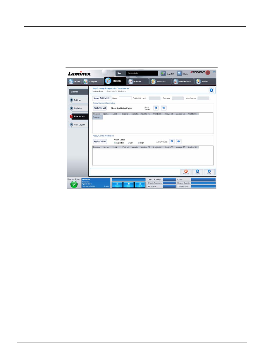 Stds & ctrls tab | Luminex xPONENT 3.1 User Manual | Page 43 / 140