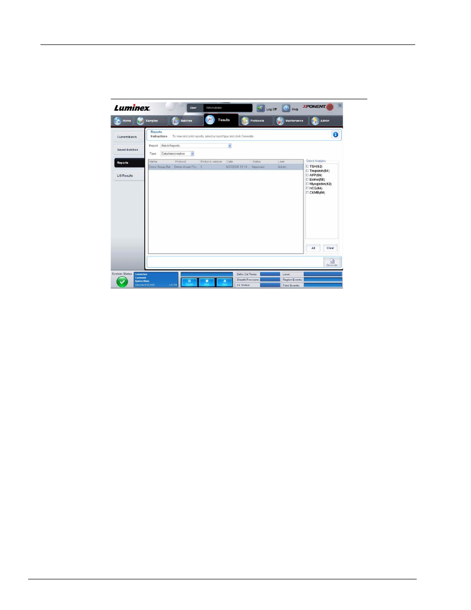 Reports tab | Luminex xPONENT 3.1 User Manual | Page 57 / 140