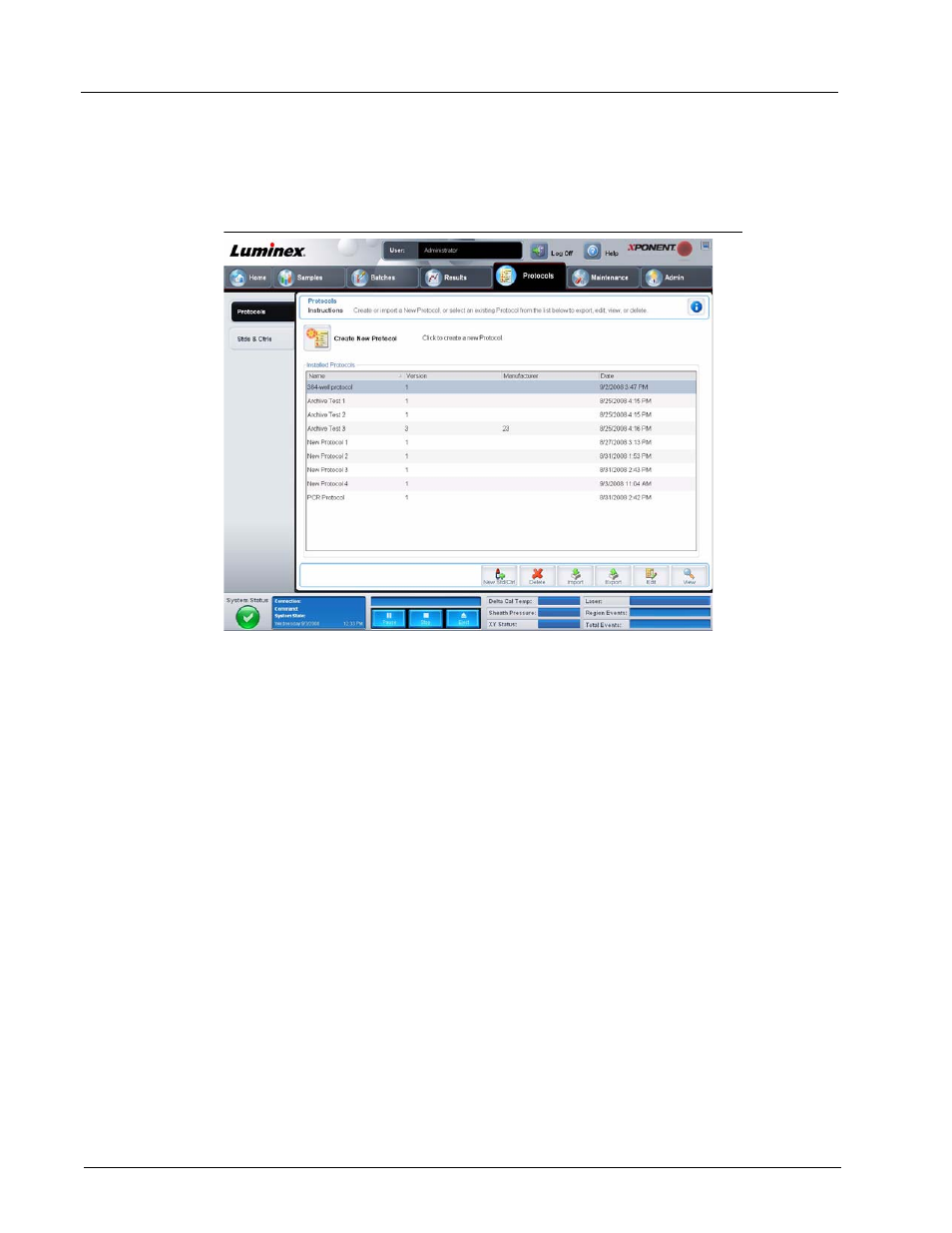 Protocols tab | Luminex xPONENT 3.1 User Manual | Page 60 / 140
