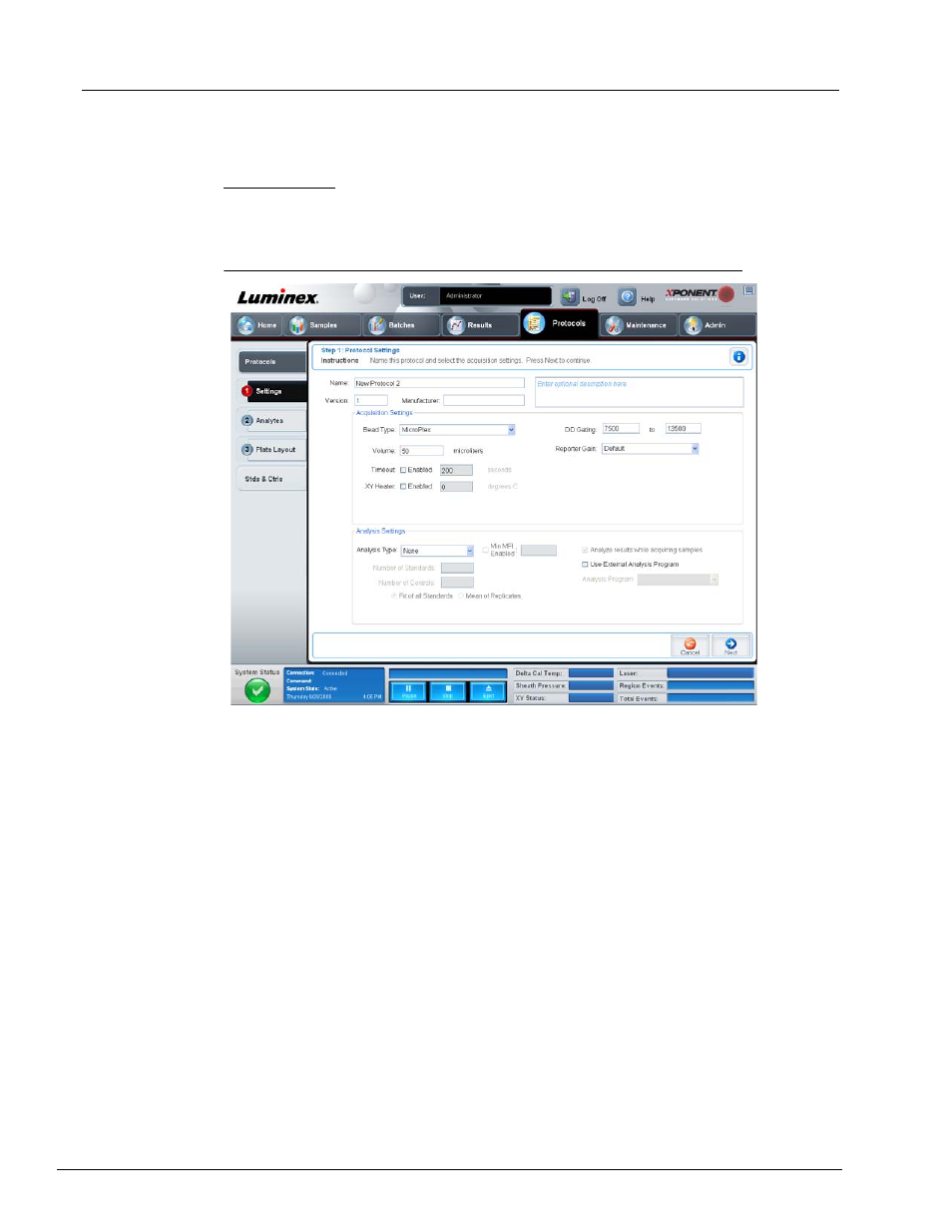 Settings tab | Luminex xPONENT 3.1 User Manual | Page 61 / 140