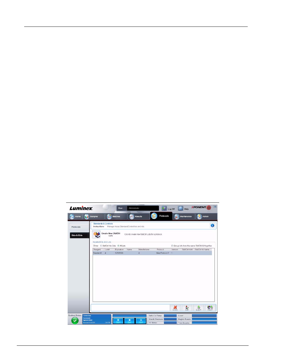 Stds & ctrls tab | Luminex xPONENT 3.1 User Manual | Page 69 / 140