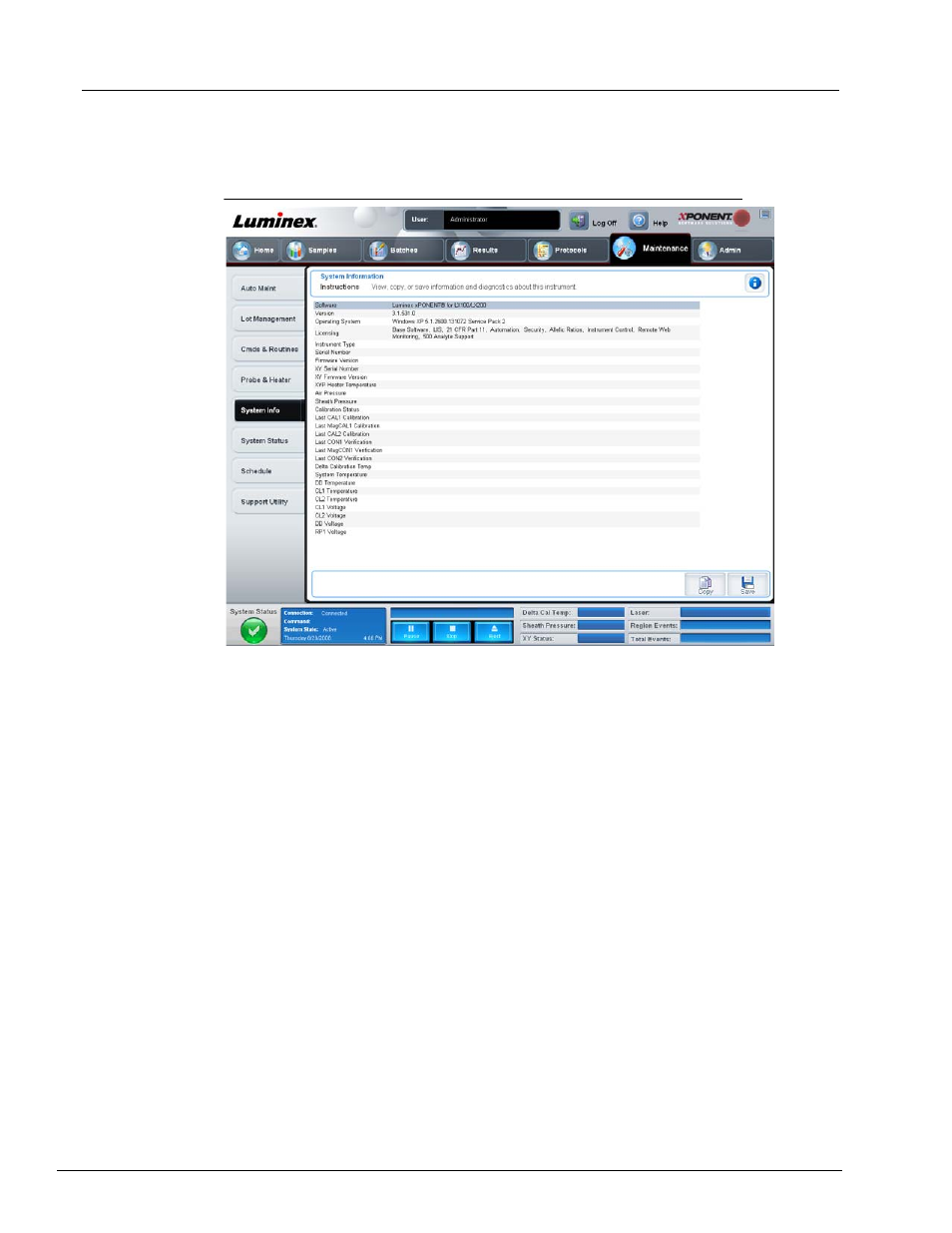 System info tab | Luminex xPONENT 3.1 User Manual | Page 79 / 140
