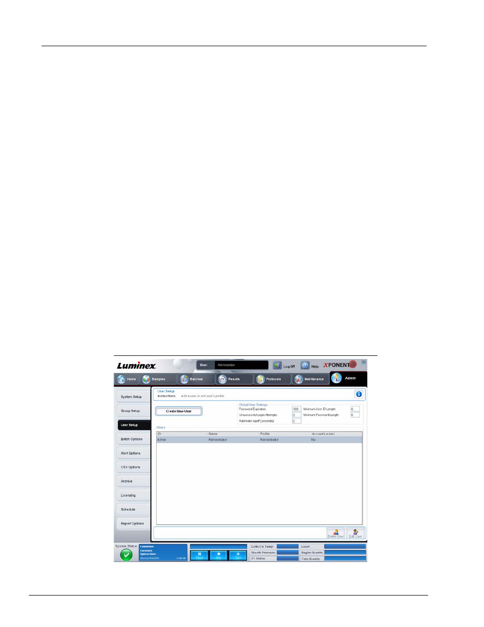 User setup tab | Luminex xPONENT 3.1 User Manual | Page 89 / 140