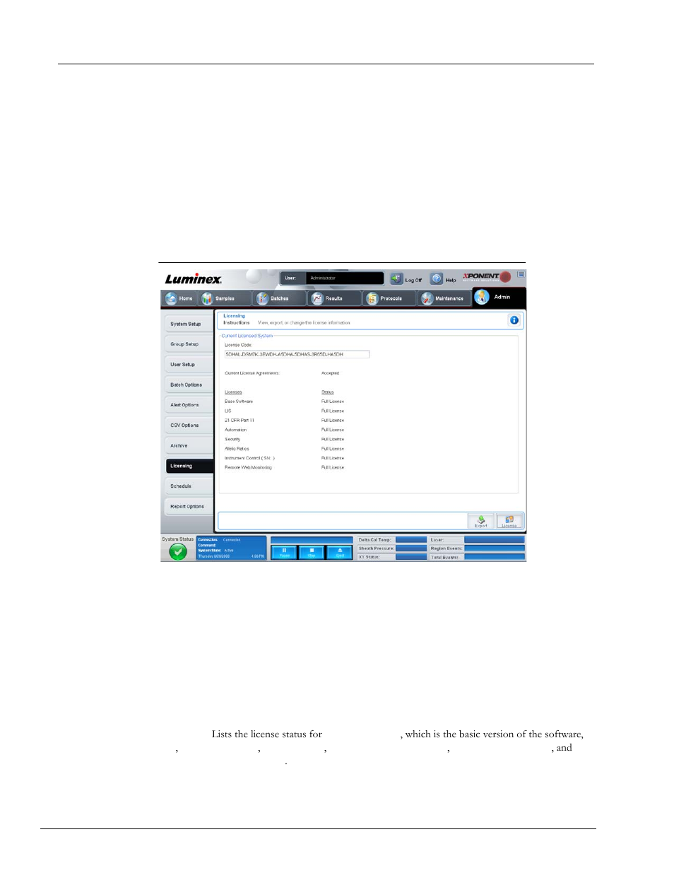 Licensing tab | Luminex xPONENT 3.1 User Manual | Page 97 / 140