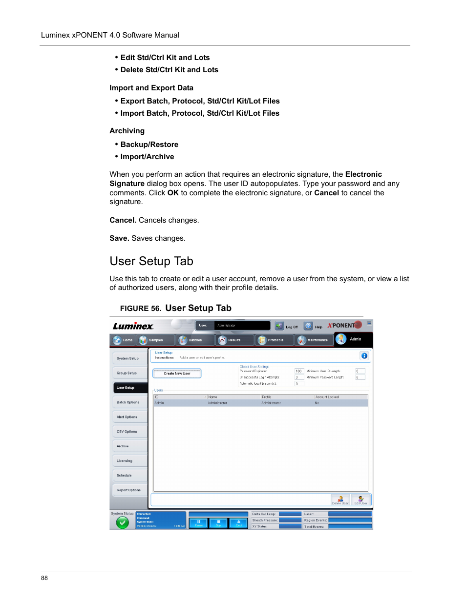 User setup tab | Luminex xPONENT 4.0 SP1 User Manual | Page 100 / 152