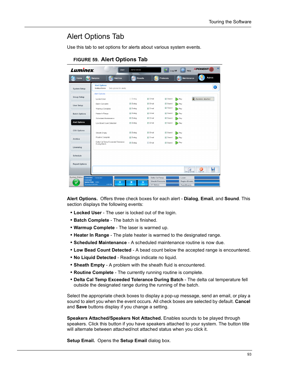 Alert options tab | Luminex xPONENT 4.0 SP1 User Manual | Page 105 / 152