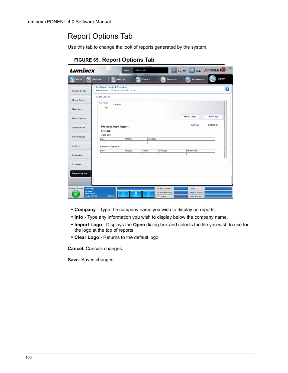 Report options tab | Luminex xPONENT 4.0 SP1 User Manual | Page 112 / 152