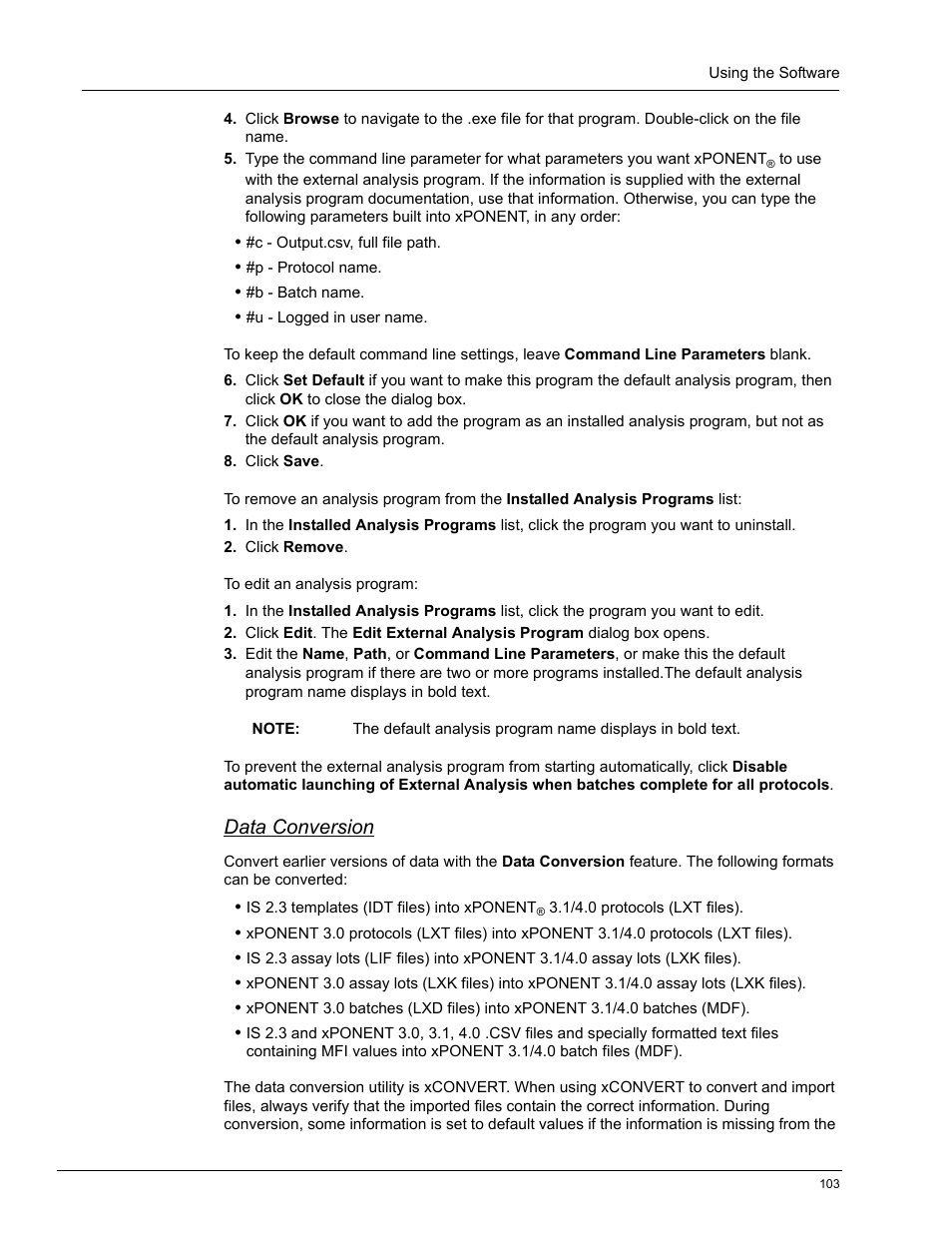 Data conversion | Luminex xPONENT 4.0 SP1 User Manual | Page 115 / 152