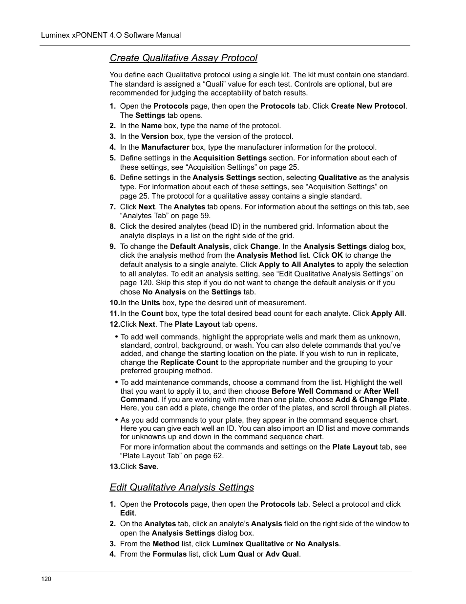 Create qualitative assay protocol, Edit qualitative analysis settings | Luminex xPONENT 4.0 SP1 User Manual | Page 132 / 152
