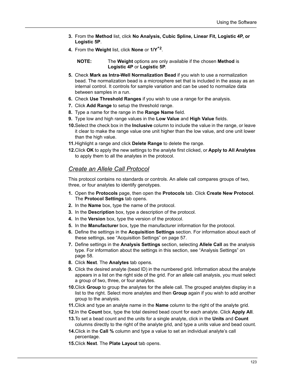 Create an allele call protocol | Luminex xPONENT 4.0 SP1 User Manual | Page 135 / 152
