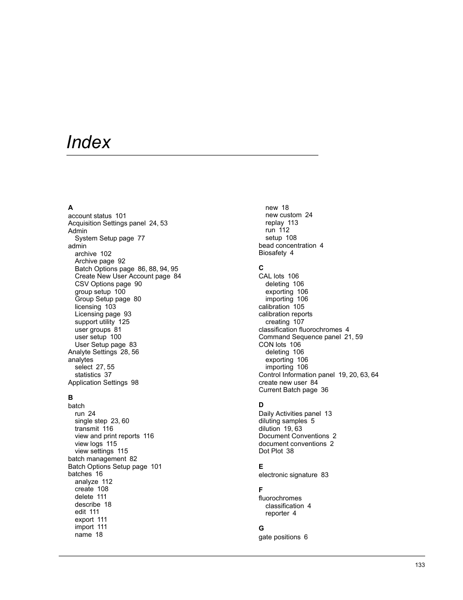 Index | Luminex xPONENT 4.0 SP1 User Manual | Page 149 / 152