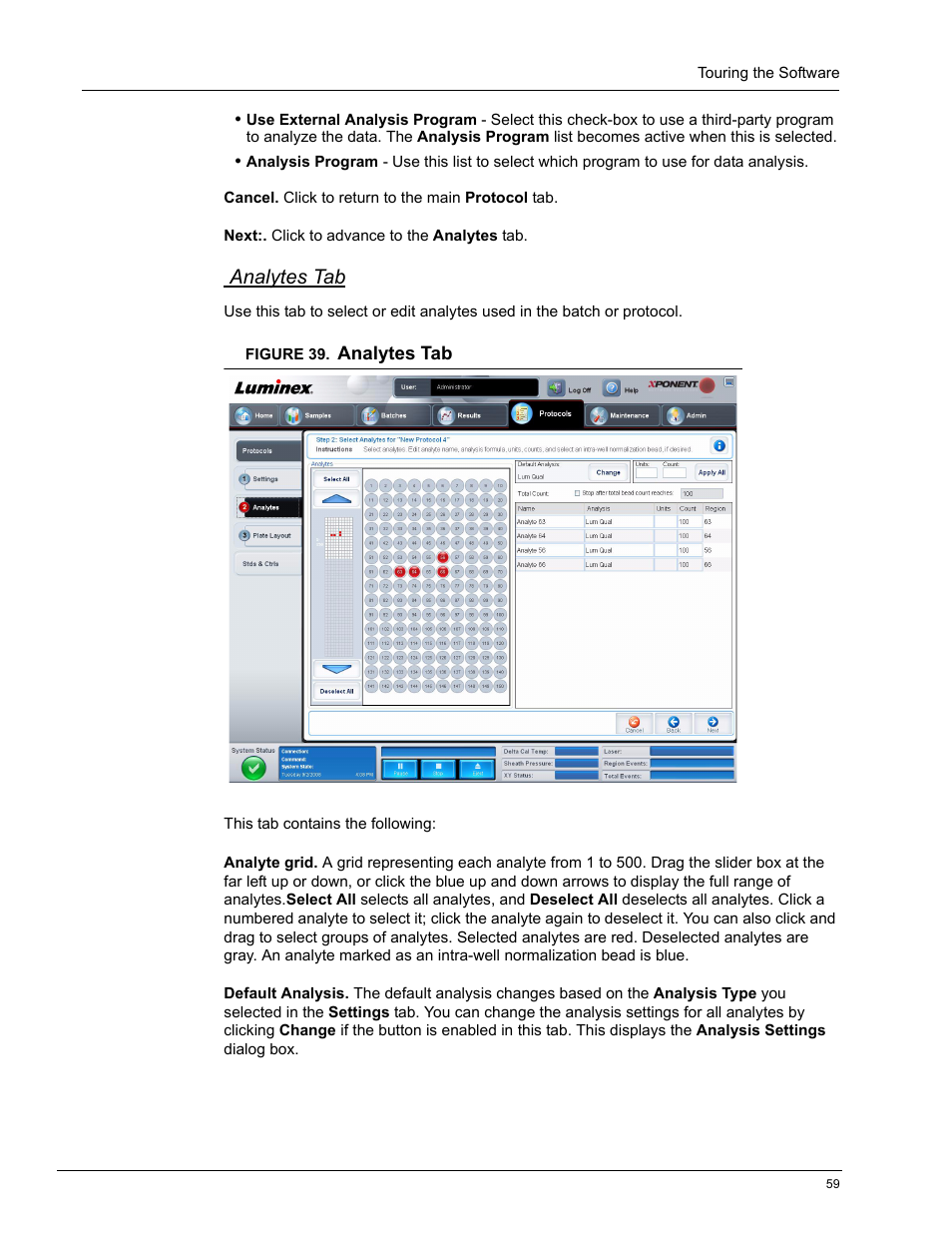 Analytes tab | Luminex xPONENT 4.0 SP1 User Manual | Page 71 / 152
