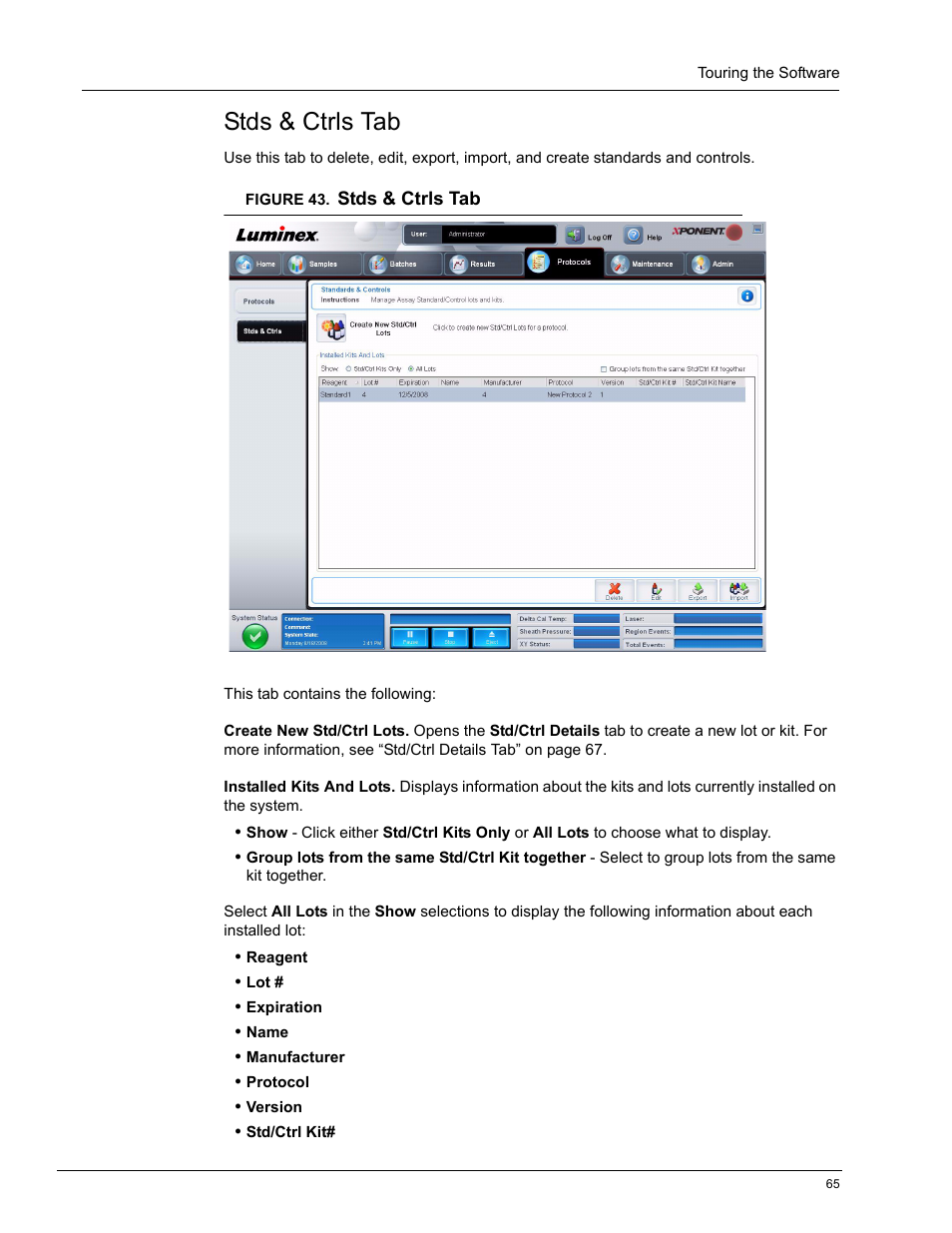 Stds & ctrls tab | Luminex xPONENT 4.0 SP1 User Manual | Page 77 / 152