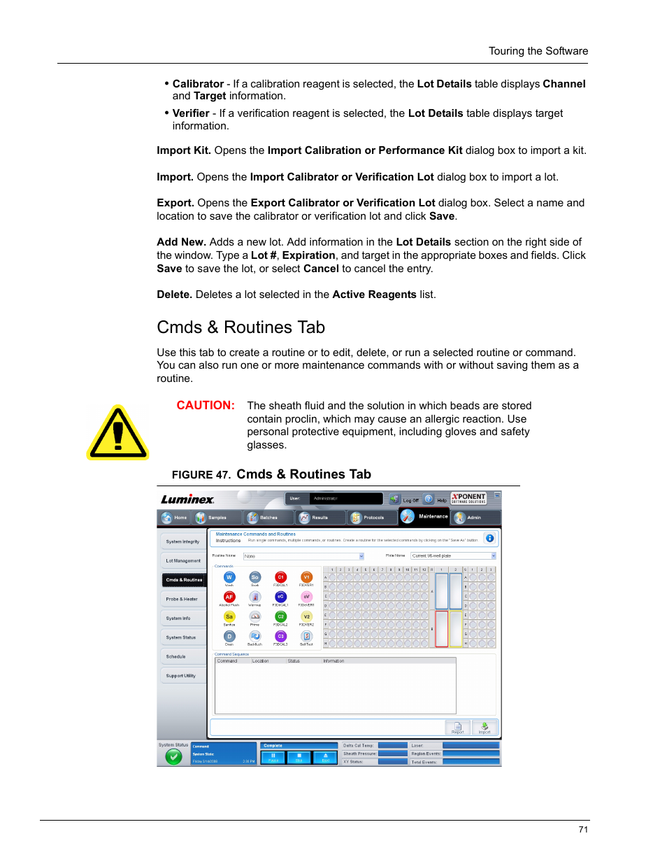 Cmds & routines tab | Luminex xPONENT 4.0 SP1 User Manual | Page 83 / 152