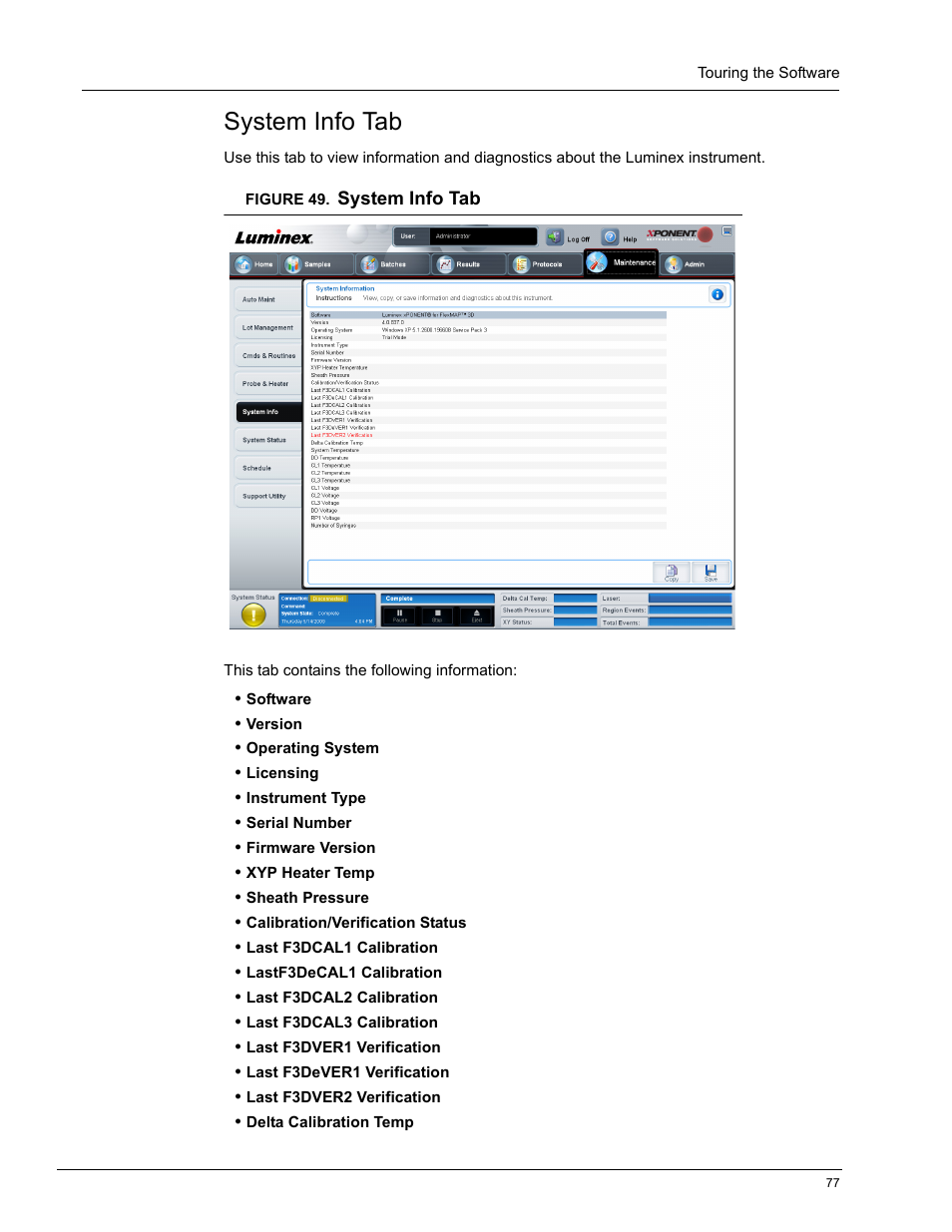 System info tab | Luminex xPONENT 4.0 SP1 User Manual | Page 89 / 152