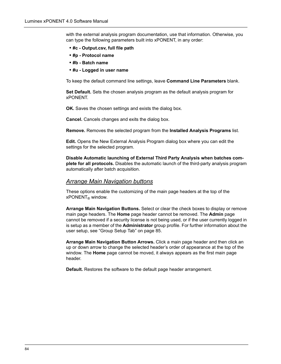 Arrange main navigation buttons | Luminex xPONENT 4.0 SP1 User Manual | Page 96 / 152