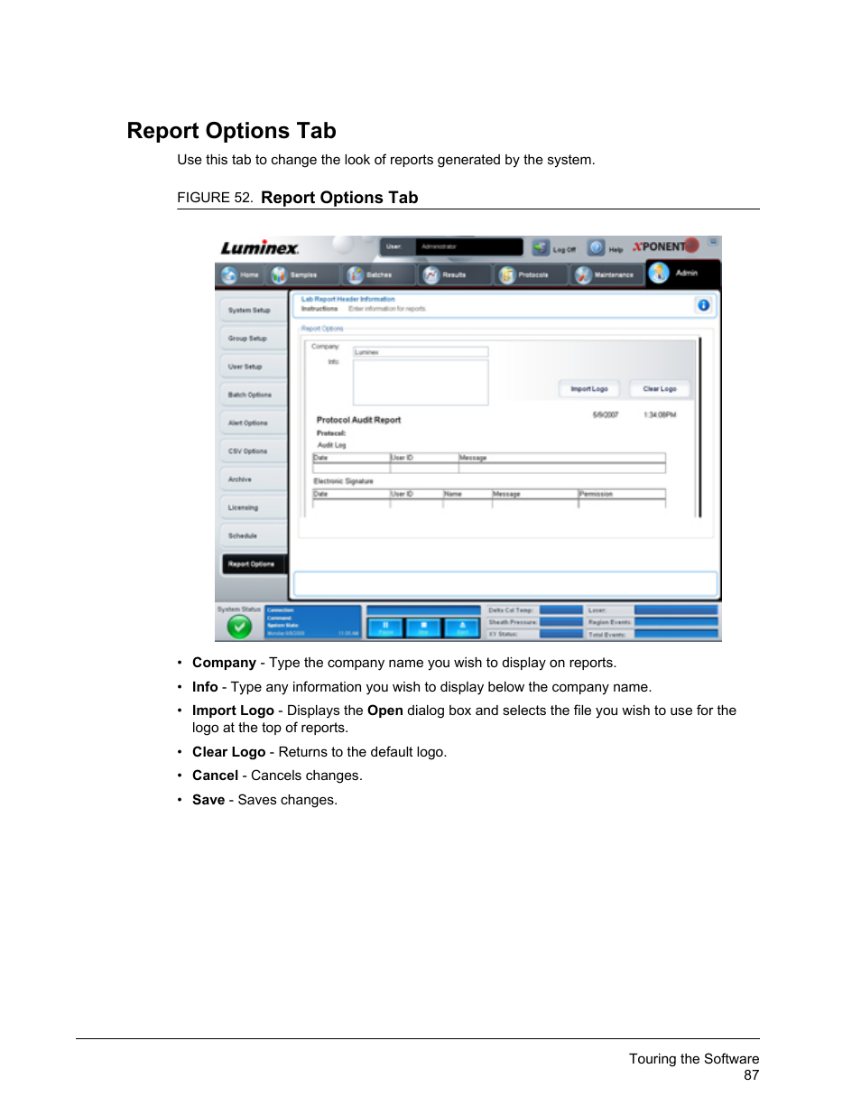 Report options tab | Luminex xPONENT 3.1 Rev 2 User Manual | Page 100 / 145