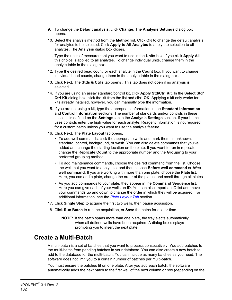 Create a multi-batch, Batches. for more information, see | Luminex xPONENT 3.1 Rev 2 User Manual | Page 115 / 145