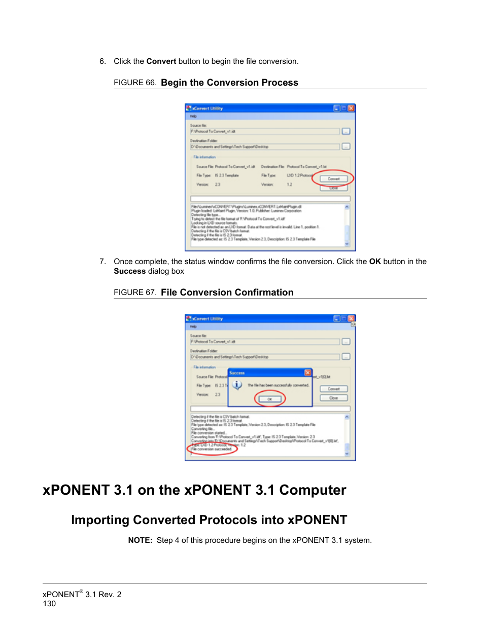 Xponent 3.1 on the xponent 3.1 computer, Importing converted protocols into xponent | Luminex xPONENT 3.1 Rev 2 User Manual | Page 143 / 145