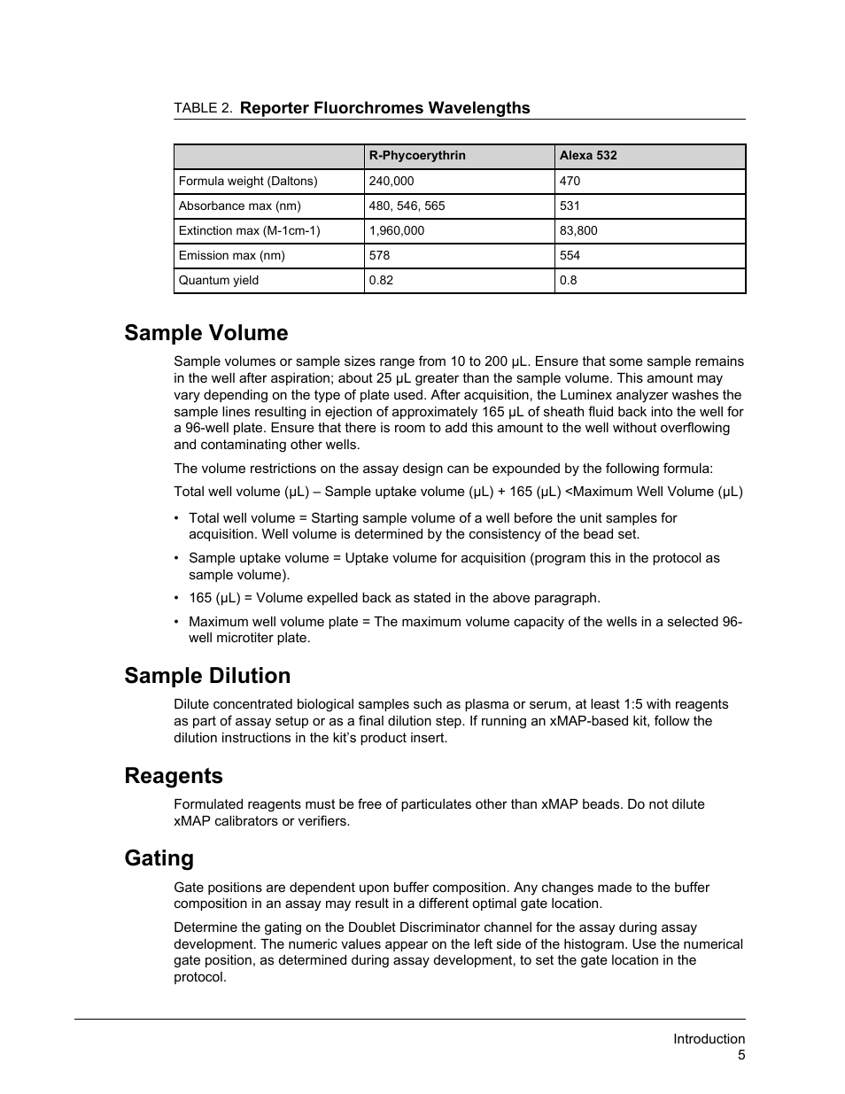 Sample volume, Sample dilution, Reagents | Gating, Sample volume sample dilution reagents gating | Luminex xPONENT 3.1 Rev 2 User Manual | Page 18 / 145