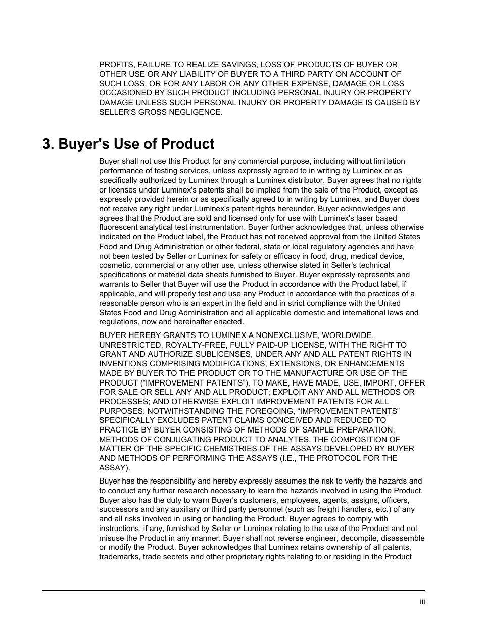 Buyer's use of product | Luminex xPONENT 3.1 Rev 2 User Manual | Page 4 / 145