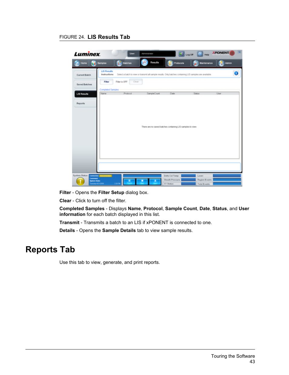 Reports tab, Reports | Luminex xPONENT 3.1 Rev 2 User Manual | Page 56 / 145