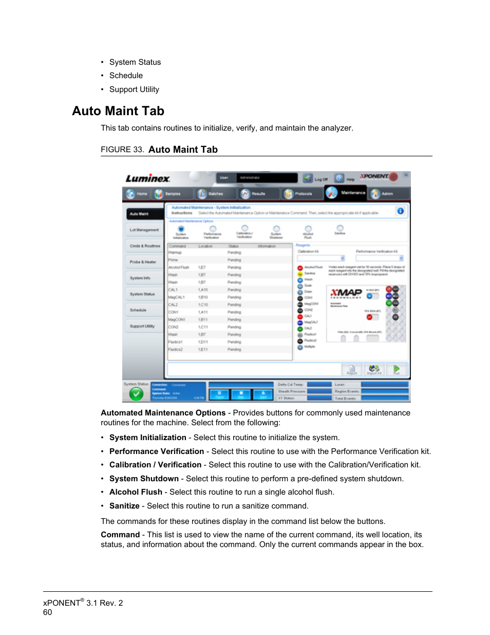 Auto maint tab | Luminex xPONENT 3.1 Rev 2 User Manual | Page 73 / 145
