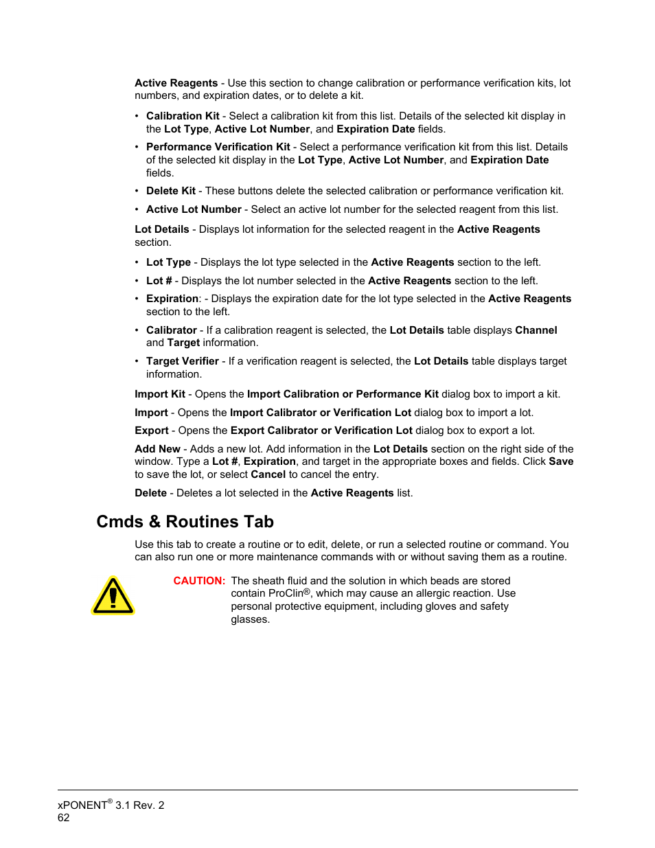 Cmds & routines tab | Luminex xPONENT 3.1 Rev 2 User Manual | Page 75 / 145