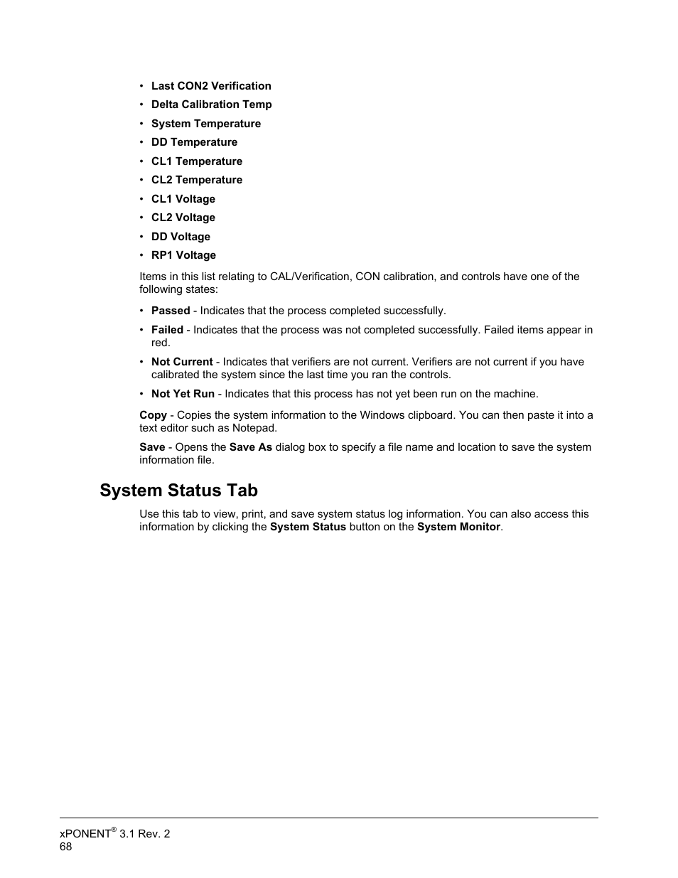 System status tab | Luminex xPONENT 3.1 Rev 2 User Manual | Page 81 / 145