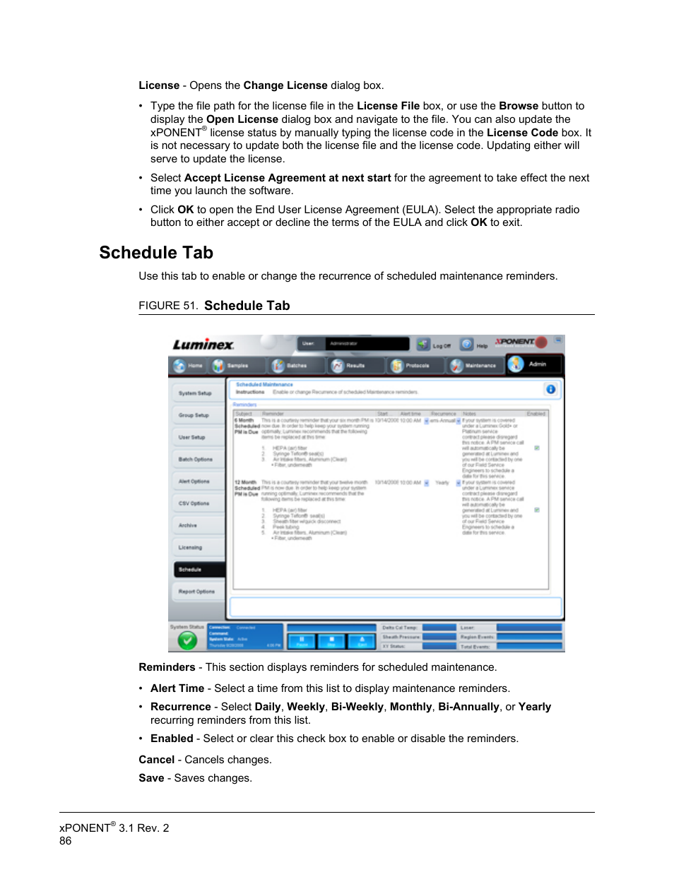 Schedule tab | Luminex xPONENT 3.1 Rev 2 User Manual | Page 99 / 145
