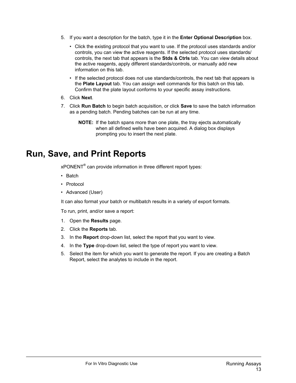 Run, save, and print reports | Luminex xPONENT for MAGPIX IVD User Manual | Page 19 / 29