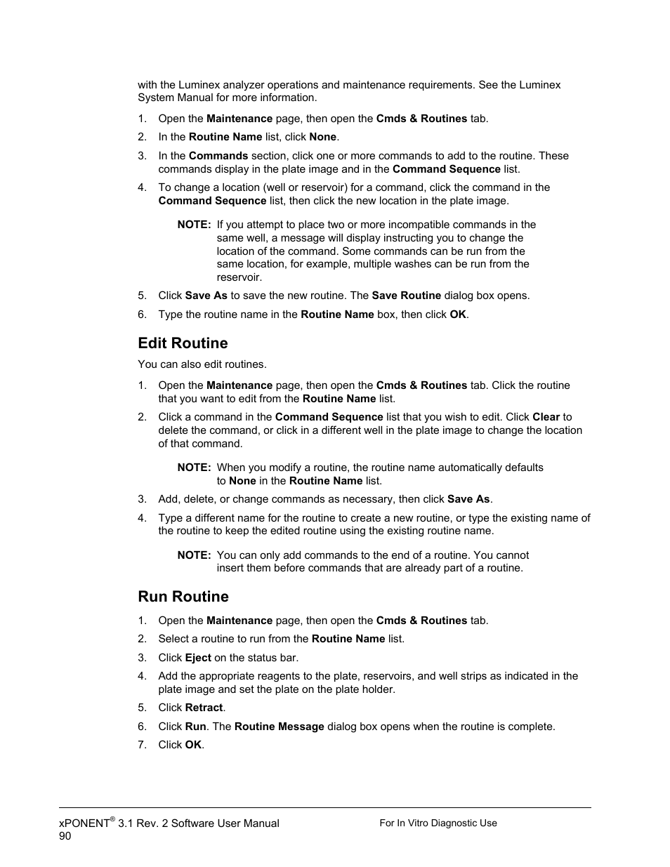 Edit routine, Run routine | Luminex xPONENT 3.1 Rev 2 (IVD) User Manual | Page 100 / 108