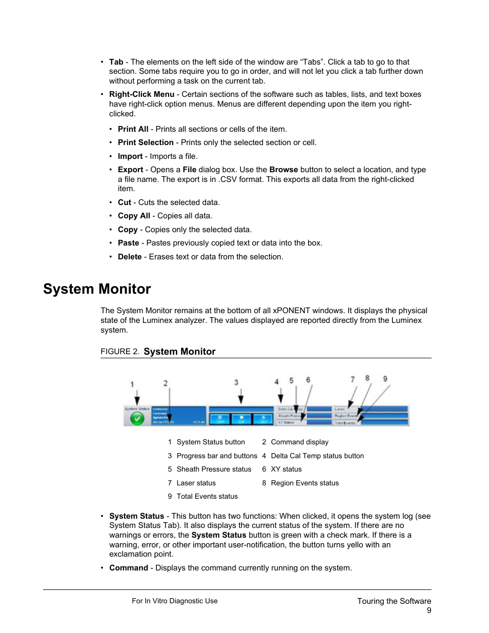 System monitor | Luminex xPONENT 3.1 Rev 2 (IVD) User Manual | Page 19 / 108