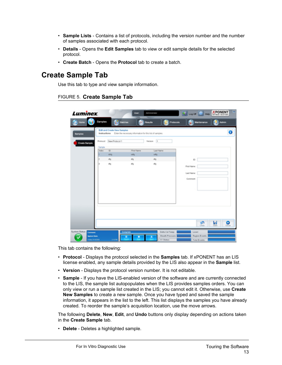 Create sample tab | Luminex xPONENT 3.1 Rev 2 (IVD) User Manual | Page 23 / 108