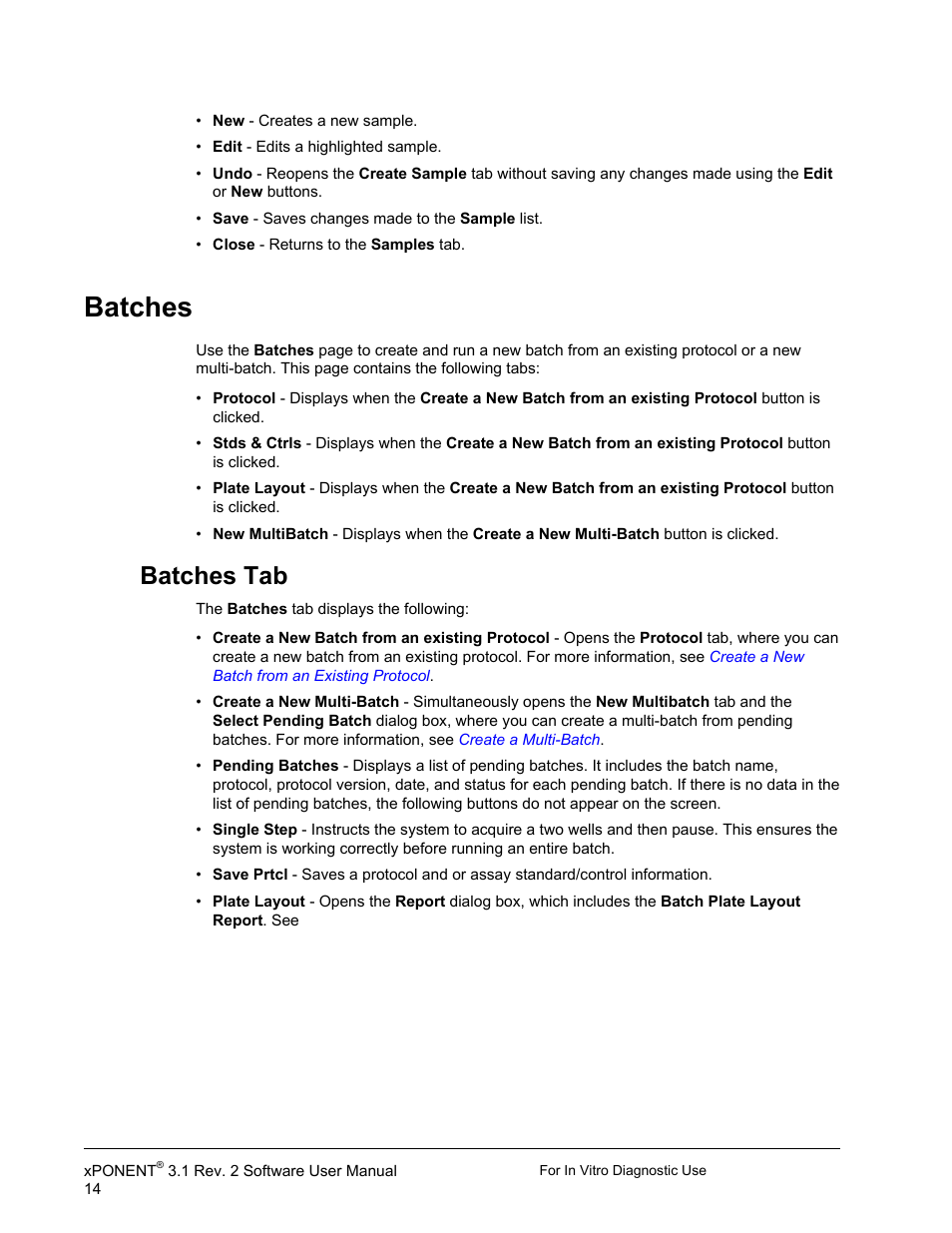 Batches, Batches tab | Luminex xPONENT 3.1 Rev 2 (IVD) User Manual | Page 24 / 108