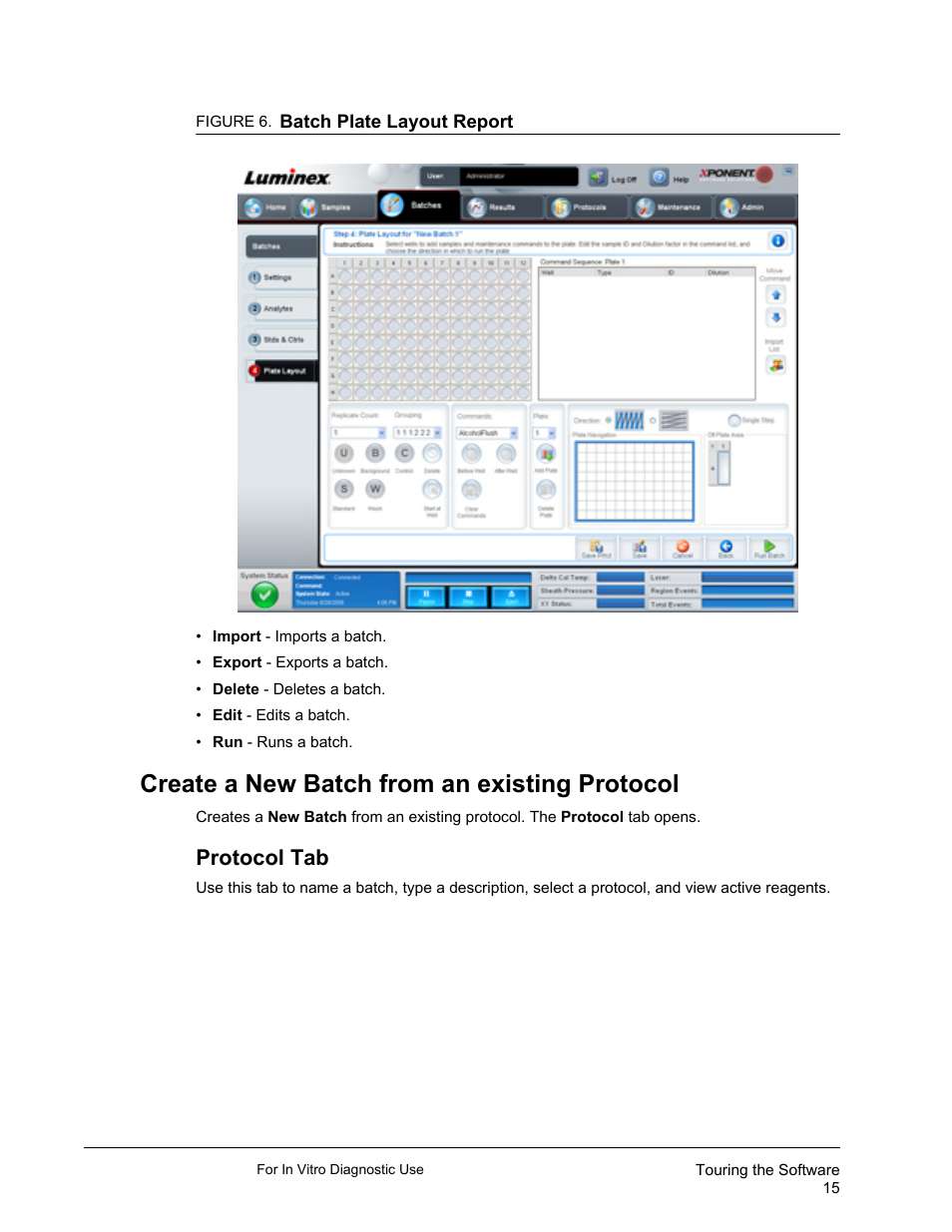Create a new batch from an existing protocol, Protocol tab | Luminex xPONENT 3.1 Rev 2 (IVD) User Manual | Page 25 / 108