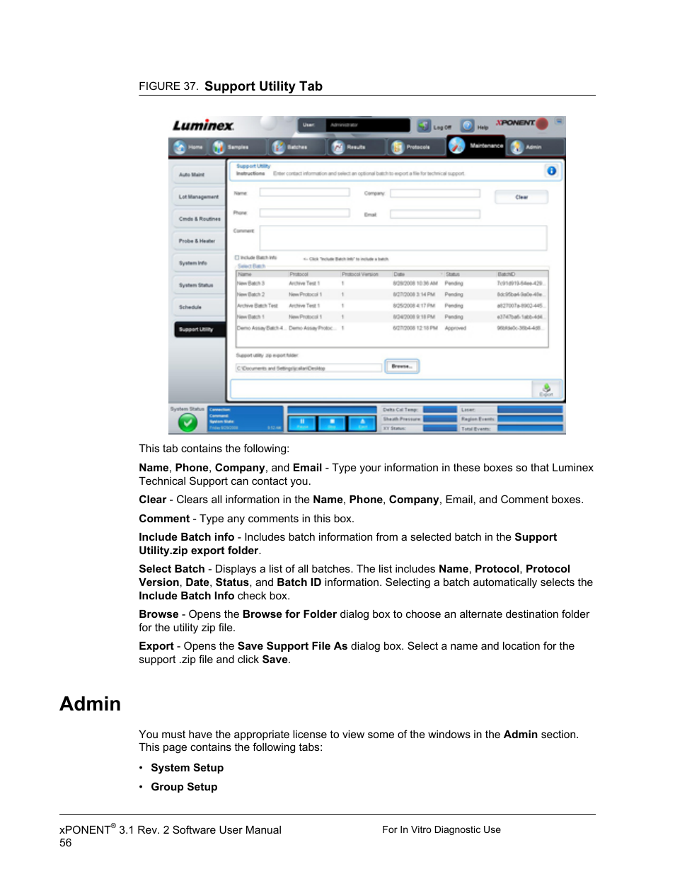 Admin | Luminex xPONENT 3.1 Rev 2 (IVD) User Manual | Page 66 / 108