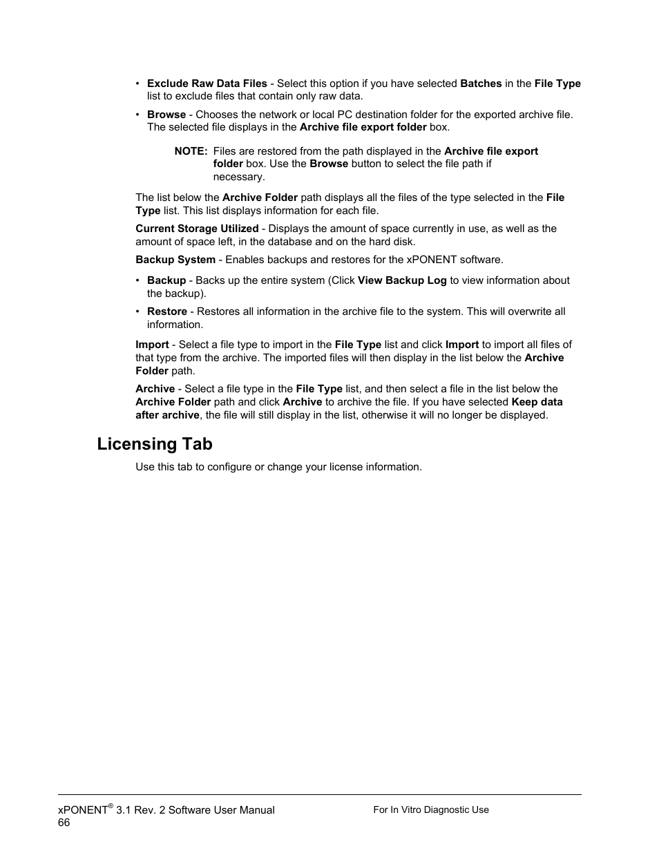 Licensing tab | Luminex xPONENT 3.1 Rev 2 (IVD) User Manual | Page 76 / 108