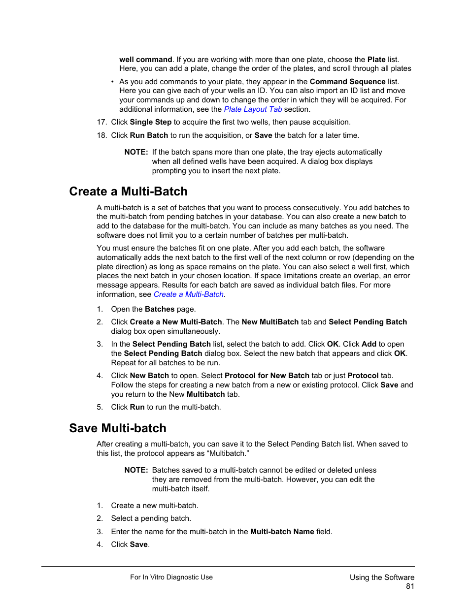 Create a multi-batch, Save multi-batch, Create a multi-batch save multi-batch | Batches. for more information, see | Luminex xPONENT 3.1 Rev 2 (IVD) User Manual | Page 91 / 108