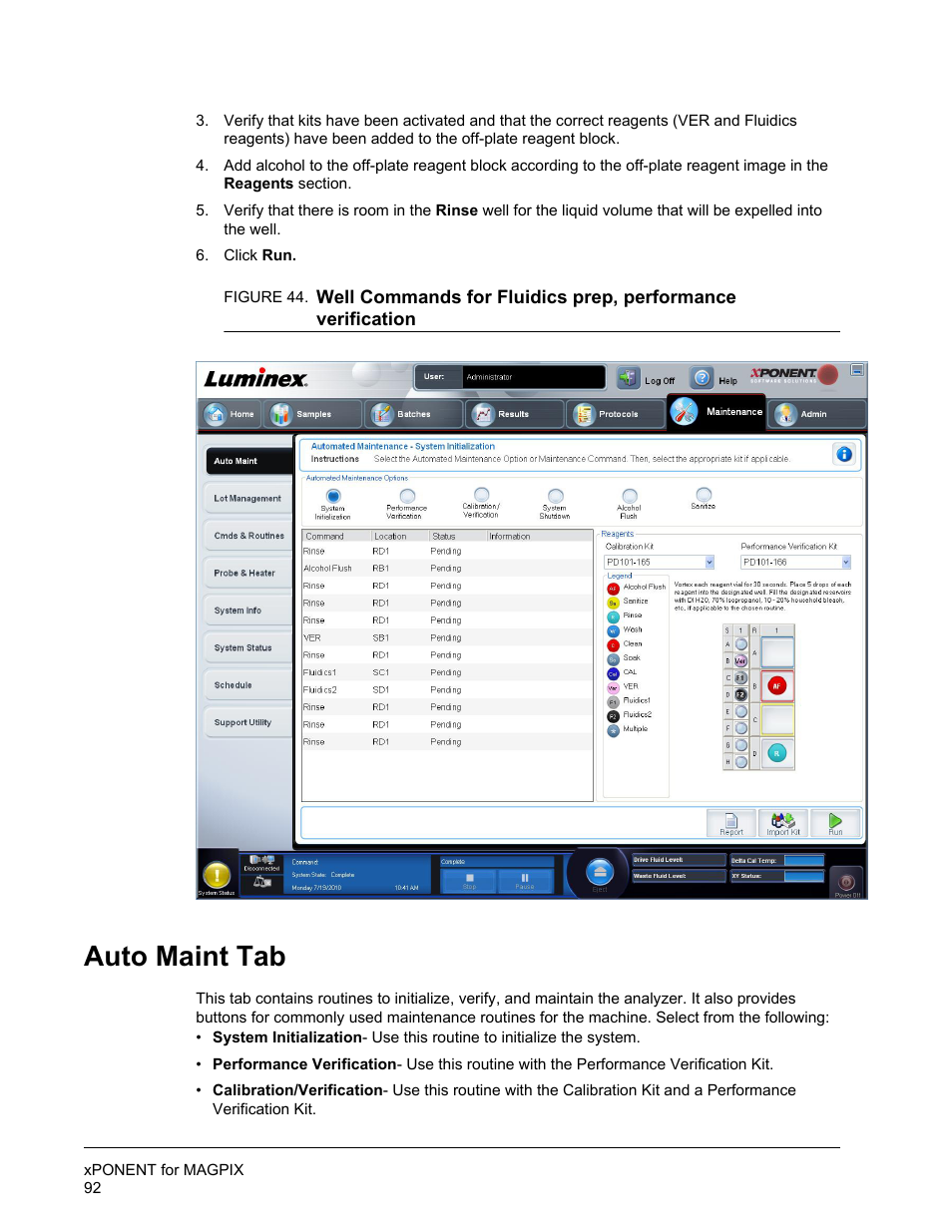 Auto maint tab | Luminex xPONENT for MAGPIX User Manual | Page 105 / 126