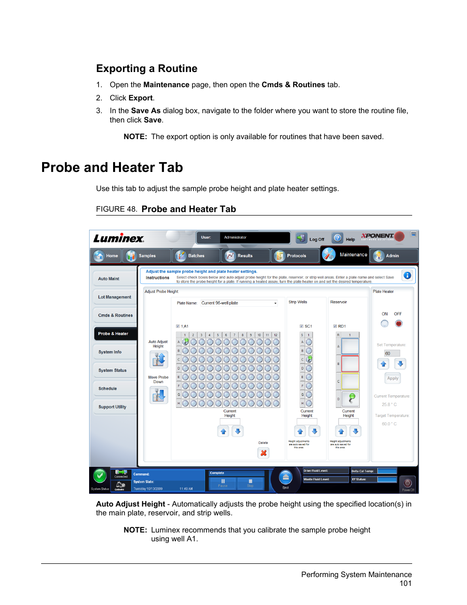 Exporting a routine, Probe and heater tab | Luminex xPONENT for MAGPIX User Manual | Page 114 / 126
