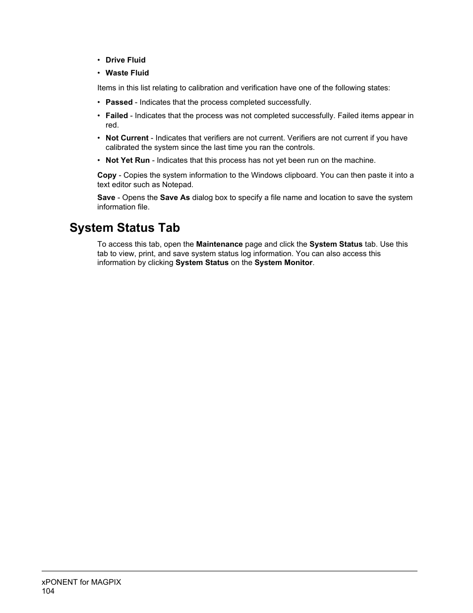 System status tab | Luminex xPONENT for MAGPIX User Manual | Page 117 / 126