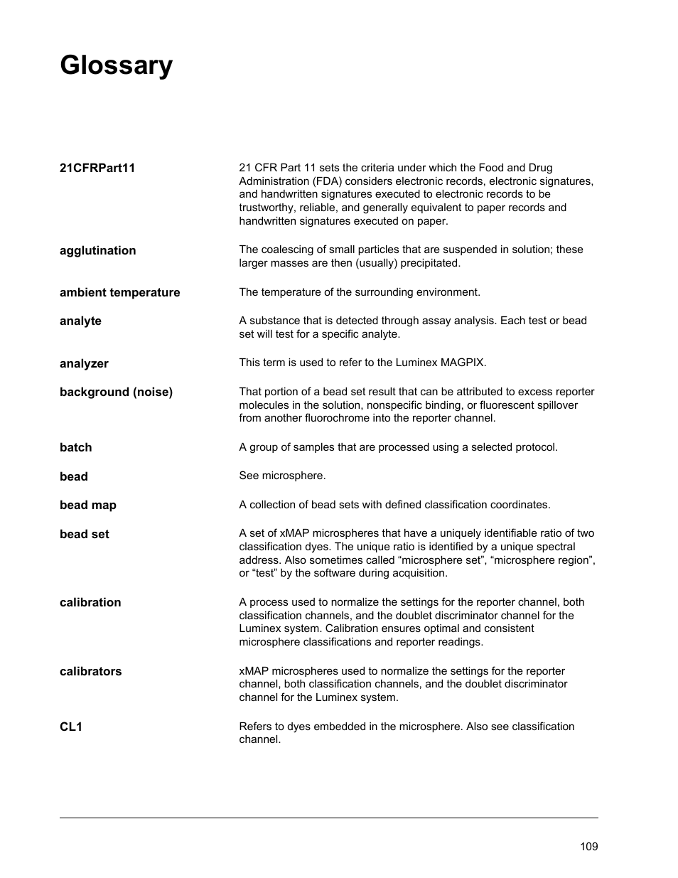 Glossary | Luminex xPONENT for MAGPIX User Manual | Page 122 / 126