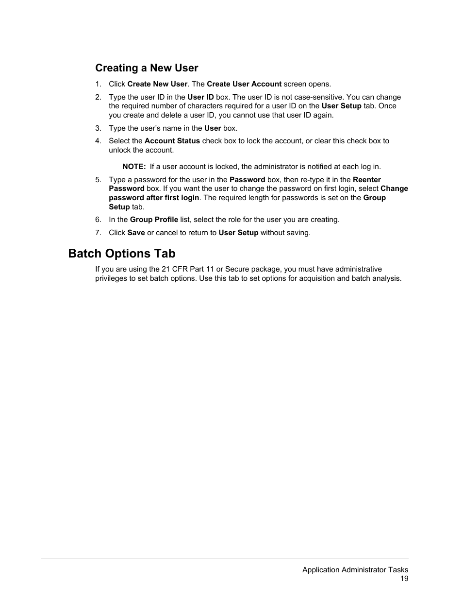 Creating a new user, Batch options tab | Luminex xPONENT for MAGPIX User Manual | Page 32 / 126