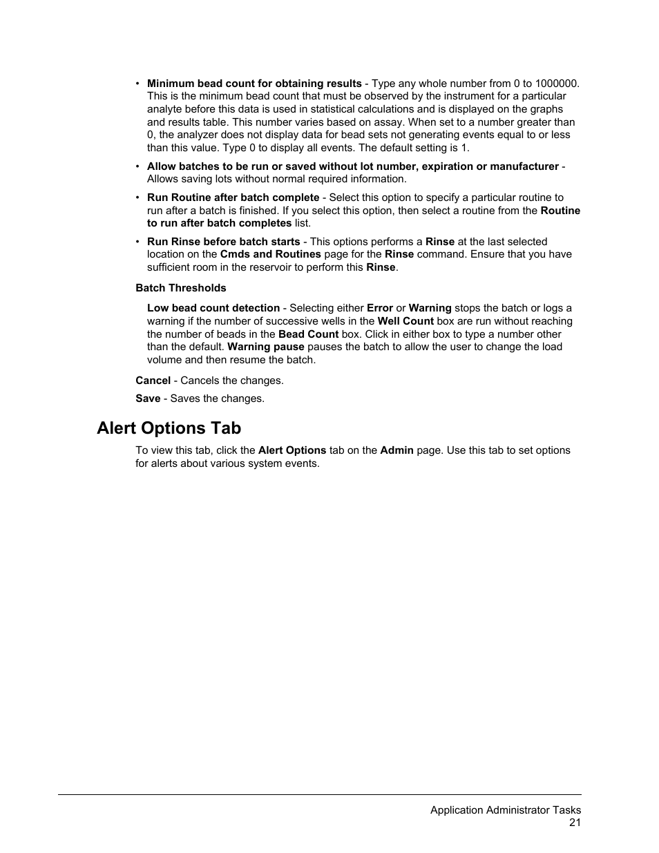 Alert options tab | Luminex xPONENT for MAGPIX User Manual | Page 34 / 126