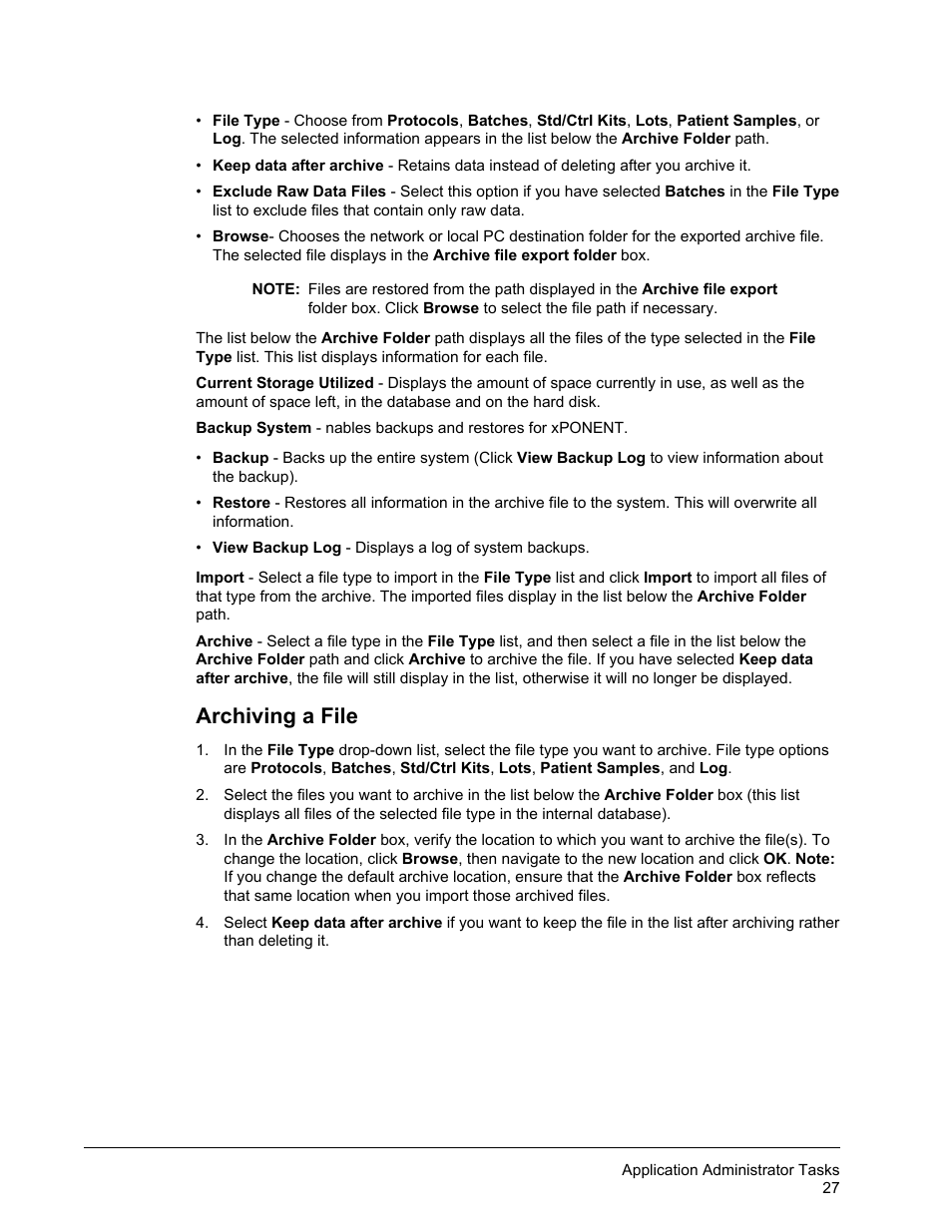 Archiving a file | Luminex xPONENT for MAGPIX User Manual | Page 40 / 126