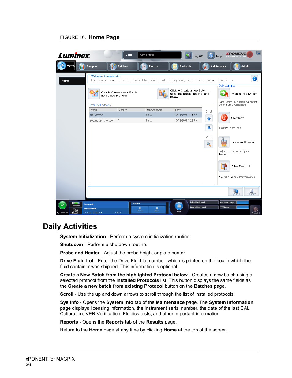 Daily activities | Luminex xPONENT for MAGPIX User Manual | Page 49 / 126