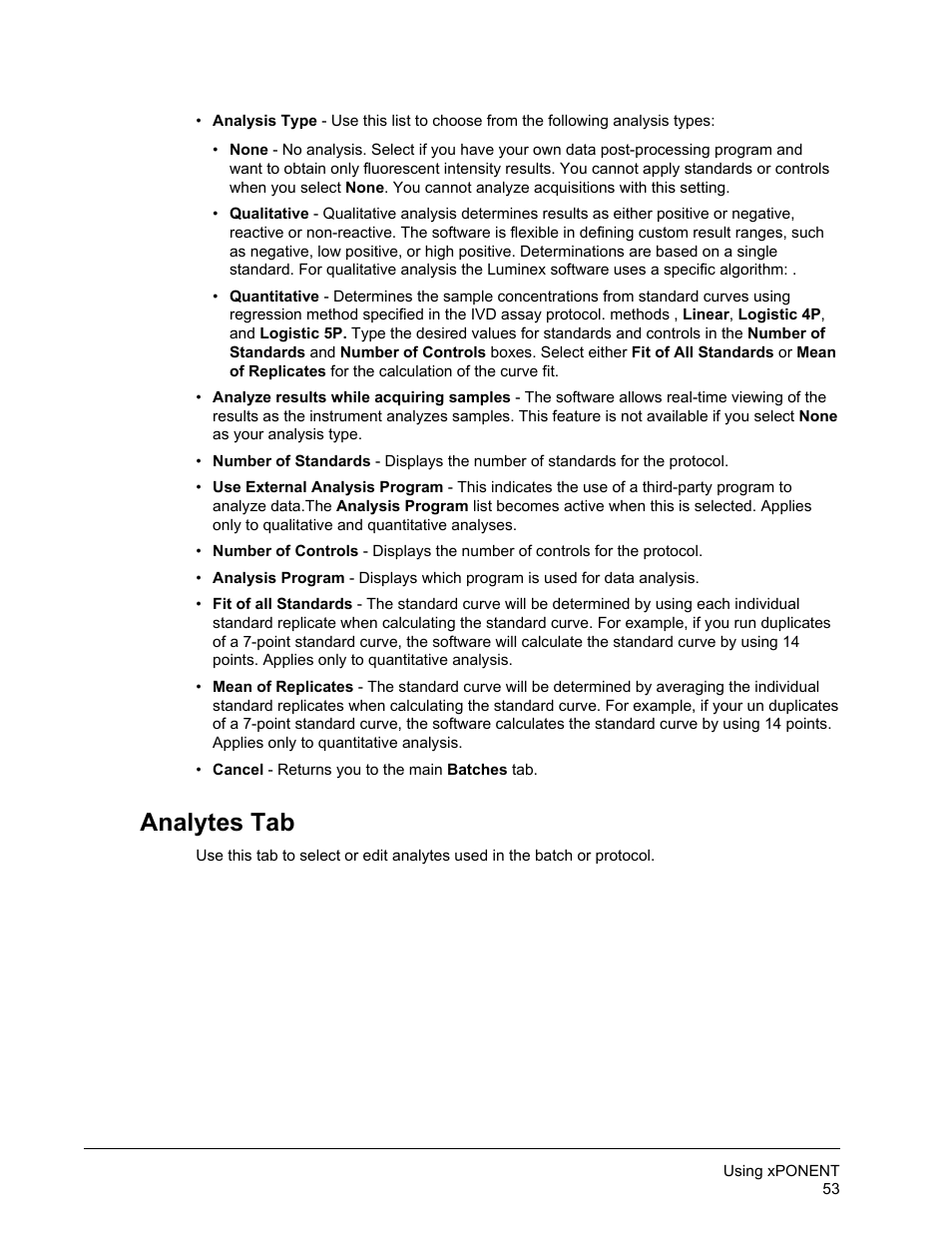 Analytes tab | Luminex xPONENT for MAGPIX User Manual | Page 66 / 126